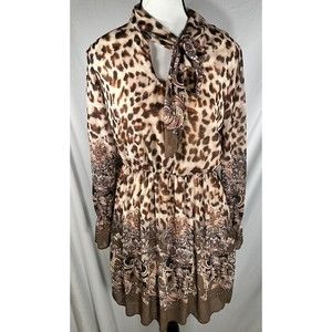 NWT Tina Pronto Moda Made in Italy Polyester animal print paisley Smock Dress